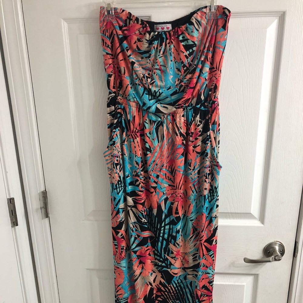 Strapless Floral Maxi Dress